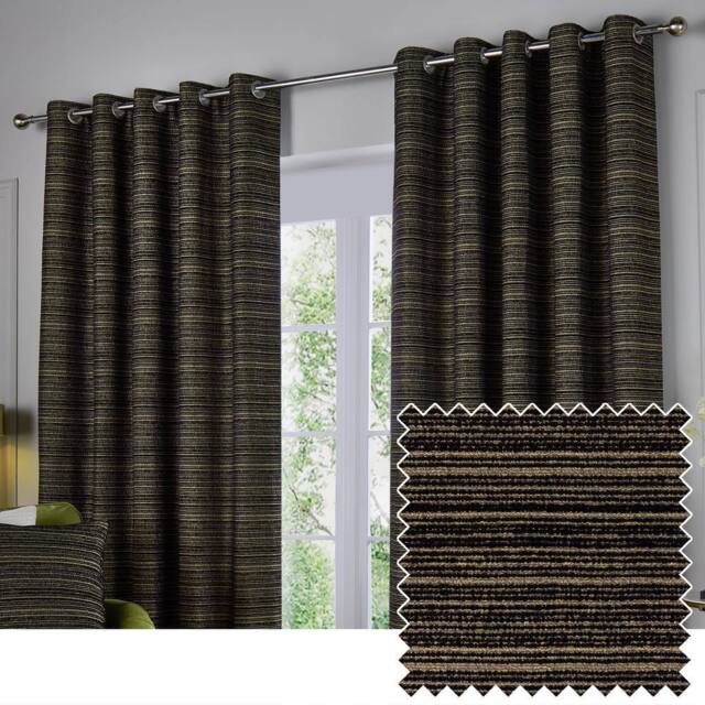 Paoletti Jupiter Chenille Jacquard Eyelet Curtain Pair in Black - Size: 229 cm width x 229 cm drop - image 1
