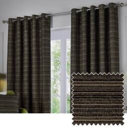 Paoletti Jupiter Chenille Jacquard Eyelet Curtain Pair in Black - Size: 229 cm width x 229 cm drop