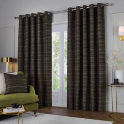 Paoletti Jupiter Chenille Jacquard Eyelet Curtain Pair in Black - Size: 229 cm width x 229 cm drop - thumbnail 2