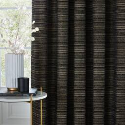 Paoletti Jupiter Chenille Jacquard Eyelet Curtain Pair in Black - Size: 229 cm width x 229 cm drop - thumbnail 5
