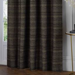 Paoletti Jupiter Chenille Jacquard Eyelet Curtain Pair in Black - Size: 229 cm width x 229 cm drop - thumbnail 4