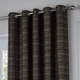 Paoletti Jupiter Chenille Jacquard Eyelet Curtain Pair in Black - Size: 229 cm width x 229 cm drop - thumbnail 3