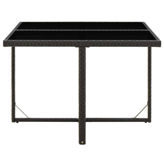 Berkfield Home Garden Table Black 109x107x74 cm Poly Rattan & Glass - Size: 109 x 107 x 74 cm - image 1