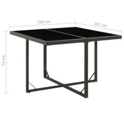 Berkfield Home Garden Table Black 109x107x74 cm Poly Rattan & Glass - Size: 109 x 107 x 74 cm - thumbnail 5