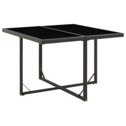 Berkfield Home Garden Table Black 109x107x74 cm Poly Rattan & Glass - Size: 109 x 107 x 74 cm - thumbnail 2