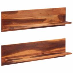 Berkfield Home Wall Shelves 2 pcs 112x20x26 cm Solid Wood Acacia in Brown - Size: 112 x 20 x 26 cm - thumbnail 2