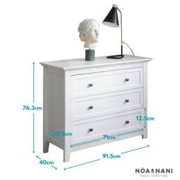Nöa and Nani Karlstad Chest of Drawers 3 Drawer Wide in White - thumbnail 7
