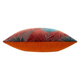 Paoletti Palm Grove Velvet Jacquard Fern Cushion in Burnt Orange - Size: 50 cm x 50 cm - thumbnail 4
