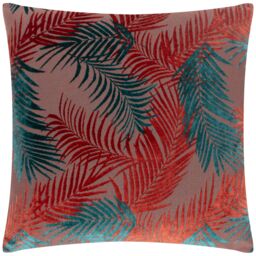 Paoletti Palm Grove Velvet Jacquard Fern Cushion in Burnt Orange - Size: 50 cm x 50 cm - thumbnail 2