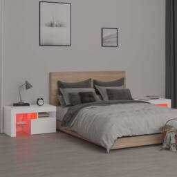 Berkfield Home Bedside Cabinets 2 pcs with LED Lights White 70x36.5x40 cm - thumbnail 6