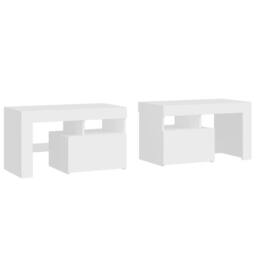 Berkfield Home Bedside Cabinets 2 pcs with LED Lights White 70x36.5x40 cm - thumbnail 3