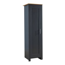 Home Source Wardrobe 1 Door Bedroom Clothing Storage Oak Top Wooden Unit in Dark Grey - thumbnail 7