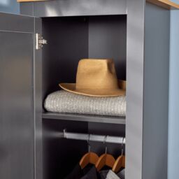Home Source Wardrobe 1 Door Bedroom Clothing Storage Oak Top Wooden Unit in Dark Grey - thumbnail 5