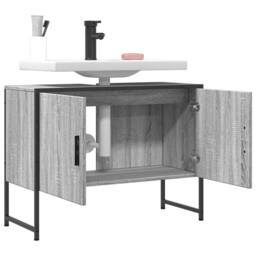 Berkfield Home Bathroom Sink Cabinet Grey Sonoma 80x33x60 cm Engineered Wood - Size: 80 x 33 x 60 cm - thumbnail 4