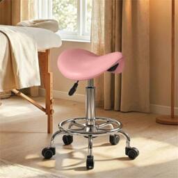 Nordara Saddle Chair, Rolling Salon Stool for Massage Spa, Pink - Size: 40 cm x 30 cm - thumbnail 7