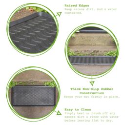 Nicola Spring Heavy Duty Rubber Boot Tray - 80 x 40cm - Black - Size: 40 cm x 80 cm - thumbnail 2
