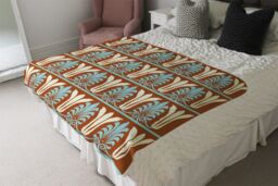 Benjamin Tate Design Egyptian Flower Ornament Pattern Blanket in Natural - Size: 120 cm x 150 cm - thumbnail 3