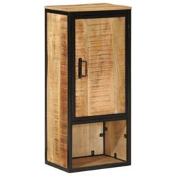 Berkfield Home Bathroom Cabinet 40x27x90 cm Solid Wood Mango & Iron in Brown - Size: 40 x 27 x 90 cm - thumbnail 1