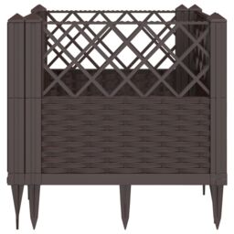 Berkfield Home Garden Planter with Pegs Brown 43.5x43.5x43.5 cm PP - thumbnail 4