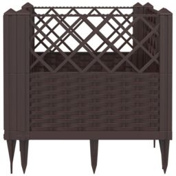 Berkfield Home Garden Planter with Pegs Brown 43.5x43.5x43.5 cm PP - thumbnail 5