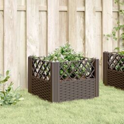 Berkfield Home Garden Planter with Pegs Brown 43.5x43.5x43.5 cm PP - thumbnail 3