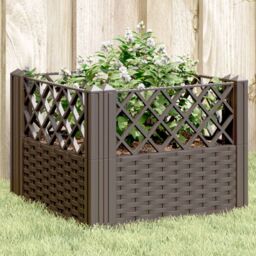 Berkfield Home Garden Planter with Pegs Brown 43.5x43.5x43.5 cm PP