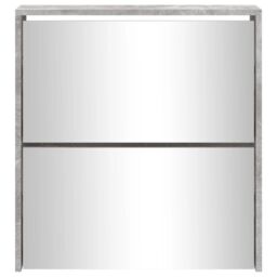 Berkfield Home Shoe Cabinet with Mirror 2-Layer Concrete Grey 63x17x67 cm - Size: 63 x 17 x 67 cm - thumbnail 5