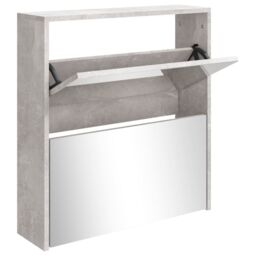 Berkfield Home Shoe Cabinet with Mirror 2-Layer Concrete Grey 63x17x67 cm - Size: 63 x 17 x 67 cm - thumbnail 2