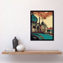 "Artery8 Wall Art Print Brighton City Royal Pavilion Ornate Art Framed in Black - Size: W12"" x H16""" - thumbnail 2