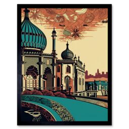 "Artery8 Wall Art Print Brighton City Royal Pavilion Ornate Art Framed in Black - Size: W12"" x H16""" - thumbnail 1
