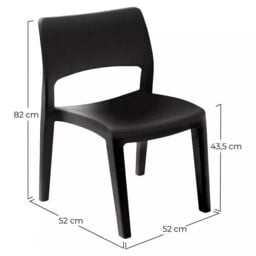 EONLION Stackable Plastic Patio Chair - White Black Outdoor Dining - thumbnail 3