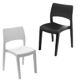EONLION Stackable Plastic Patio Chair - White Black Outdoor Dining - thumbnail 1
