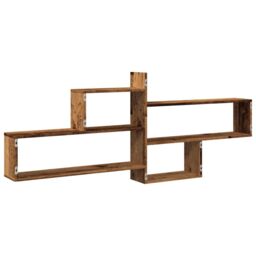 Berkfield Home Wall Shelf Old Wood 167.5x18x68 cm Engineered Wood in Brown - thumbnail 6