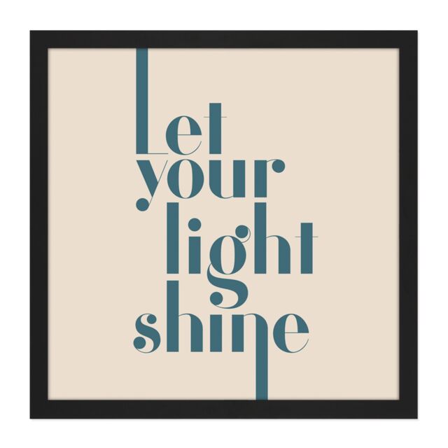 "Artery8 Wall Art Print Let Your Light Shine Motivational Square Framed Picture 16X16 Inch in Black - Size: W16"" x H16""" - image 1