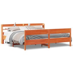 Berkfield Home Bed Frame without Mattress Wax Brown 180x200 cm Super King Solid Wood Pine - thumbnail 2