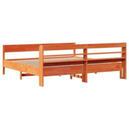 Berkfield Home Bed Frame without Mattress Wax Brown 180x200 cm Super King Solid Wood Pine - thumbnail 6
