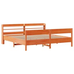Berkfield Home Bed Frame without Mattress Wax Brown 180x200 cm Super King Solid Wood Pine - thumbnail 3