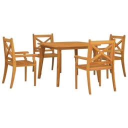 Berkfield Home 5 Piece Garden Dining Set Solid Wood Acacia in Brown - thumbnail 3