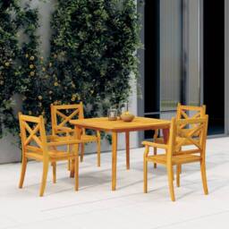 Berkfield Home 5 Piece Garden Dining Set Solid Wood Acacia in Brown - thumbnail 1