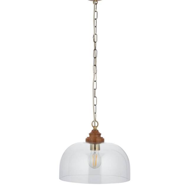 First Choice Lighting Rutherford - Antique Brass with Glass & Wood Ceiling Pendant Light in Bronze - image 1