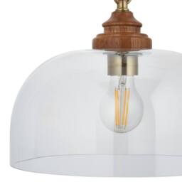 First Choice Lighting Rutherford - Antique Brass with Glass & Wood Ceiling Pendant Light in Bronze - thumbnail 5