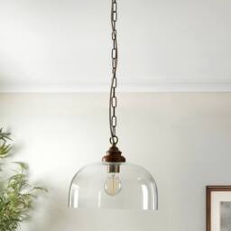 First Choice Lighting Rutherford - Antique Brass with Glass & Wood Ceiling Pendant Light in Bronze - thumbnail 8