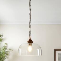 First Choice Lighting Rutherford - Antique Brass with Glass & Wood Ceiling Pendant Light in Bronze - thumbnail 7