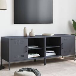 Berkfield Home TV Cabinets 2 pcs Anthracite 68x39x50.5 cm Steel in Dark Grey - thumbnail 2
