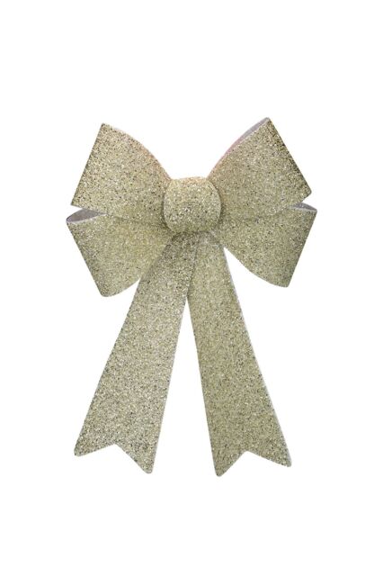 VFM e-Store Tinsel light Up Bow Christmas Decoration X Champagne in Ivory - image 1