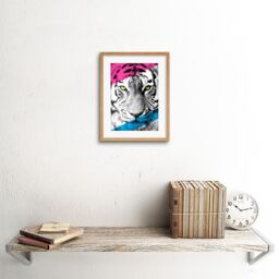 "Artery8 Wall Art Print Contemporary Bold CMYK Tiger Art Framed 9x7 inch in Beige - Size: W7"" x H9""" - thumbnail 2