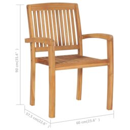 Berkfield Home Stacking Garden Chairs 6 pcs Solid Teak Wood in Brown - thumbnail 5