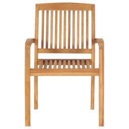 Berkfield Home Stacking Garden Chairs 6 pcs Solid Teak Wood in Brown - thumbnail 3