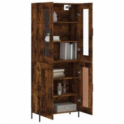 Berkfield Home Highboard Smoked Oak 69.5x34x180 cm Engineered Wood in Brown - thumbnail 3