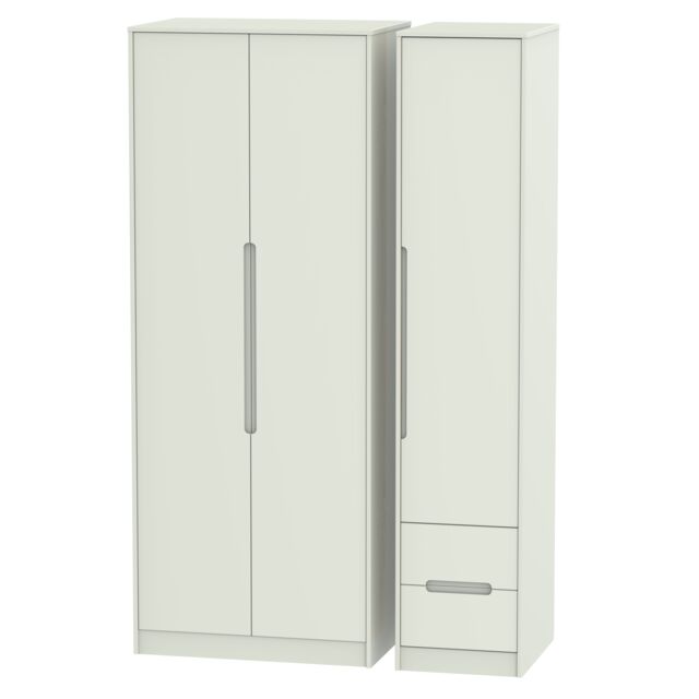 Ready Assembled 2 U Bristol Tall Triple Plain + Drawer Wardrobe (Ready Assembled) in Taupe